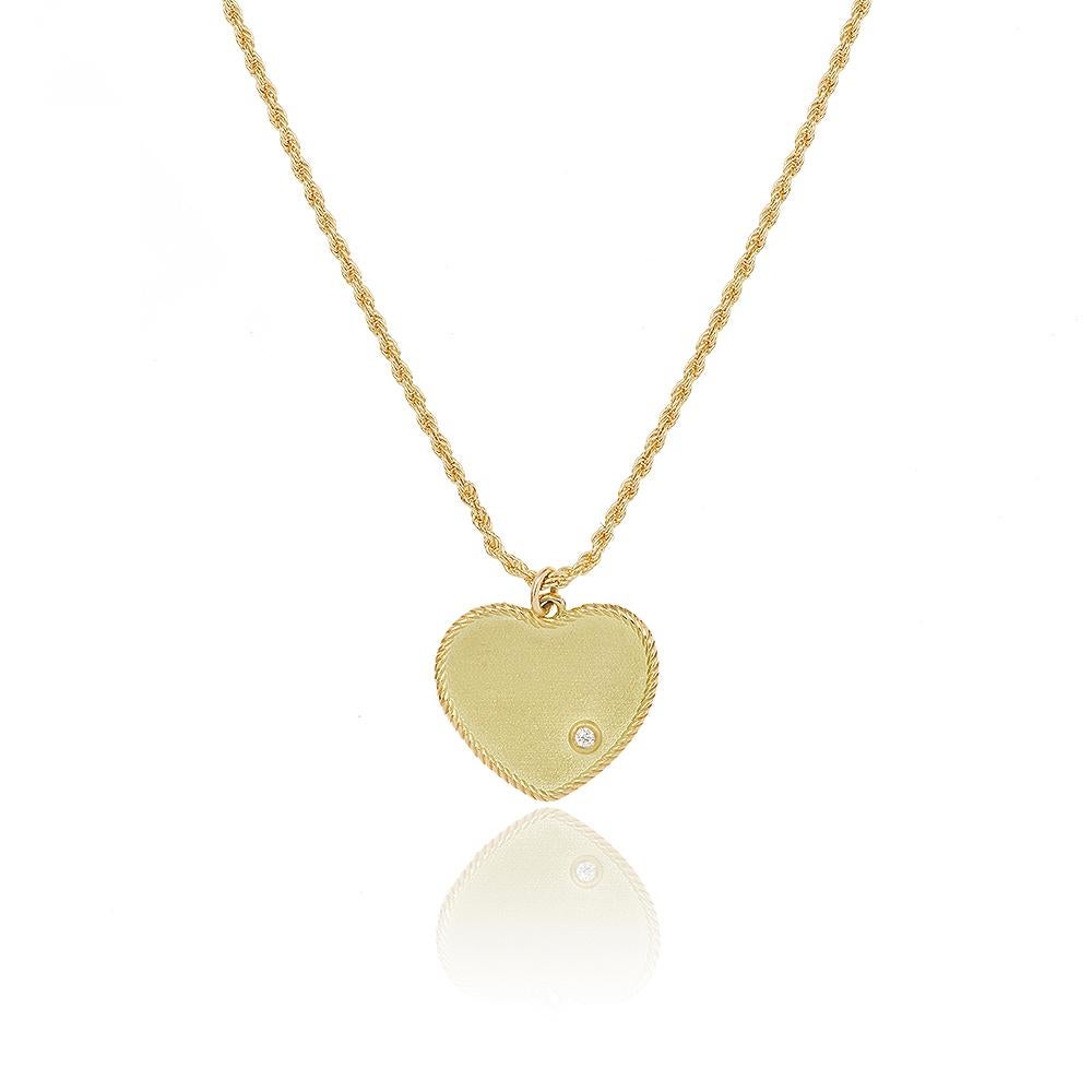 Women's or Men's Yvonne Leon's Heart Necklace in 18 Karat Yellow Gold with Diamonds For Sale