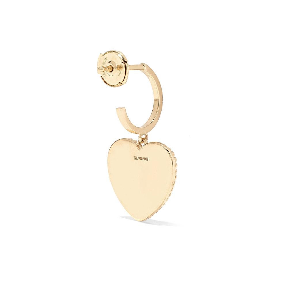 Yvonne Leon's Hoop and Heart Earring in 18 Carat Yellow Gold and Diamonds In New Condition For Sale In Paris, FR