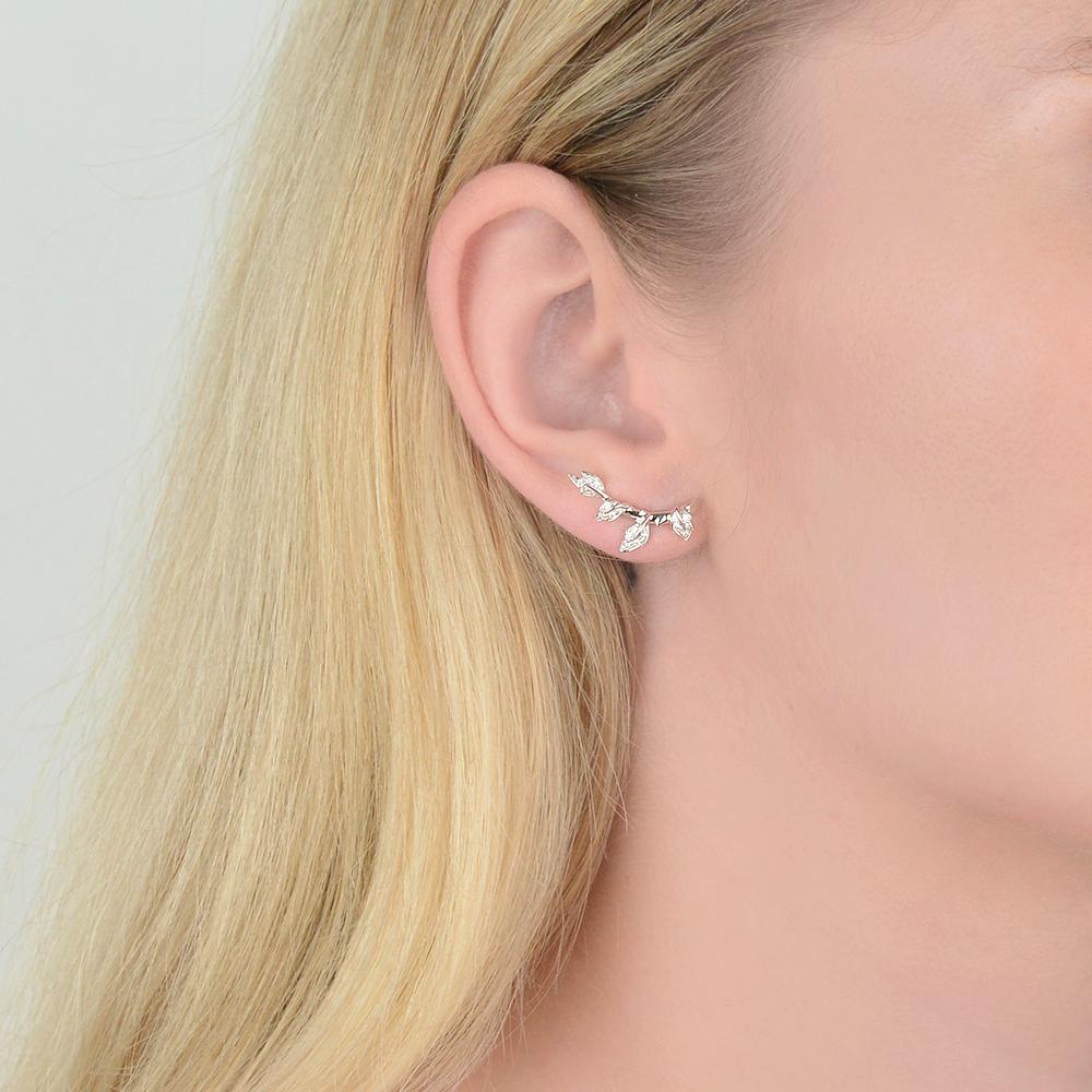 Women's or Men's Yvonne Leon's Liane Stud Earring in 18 Carat White Gold and Diamonds