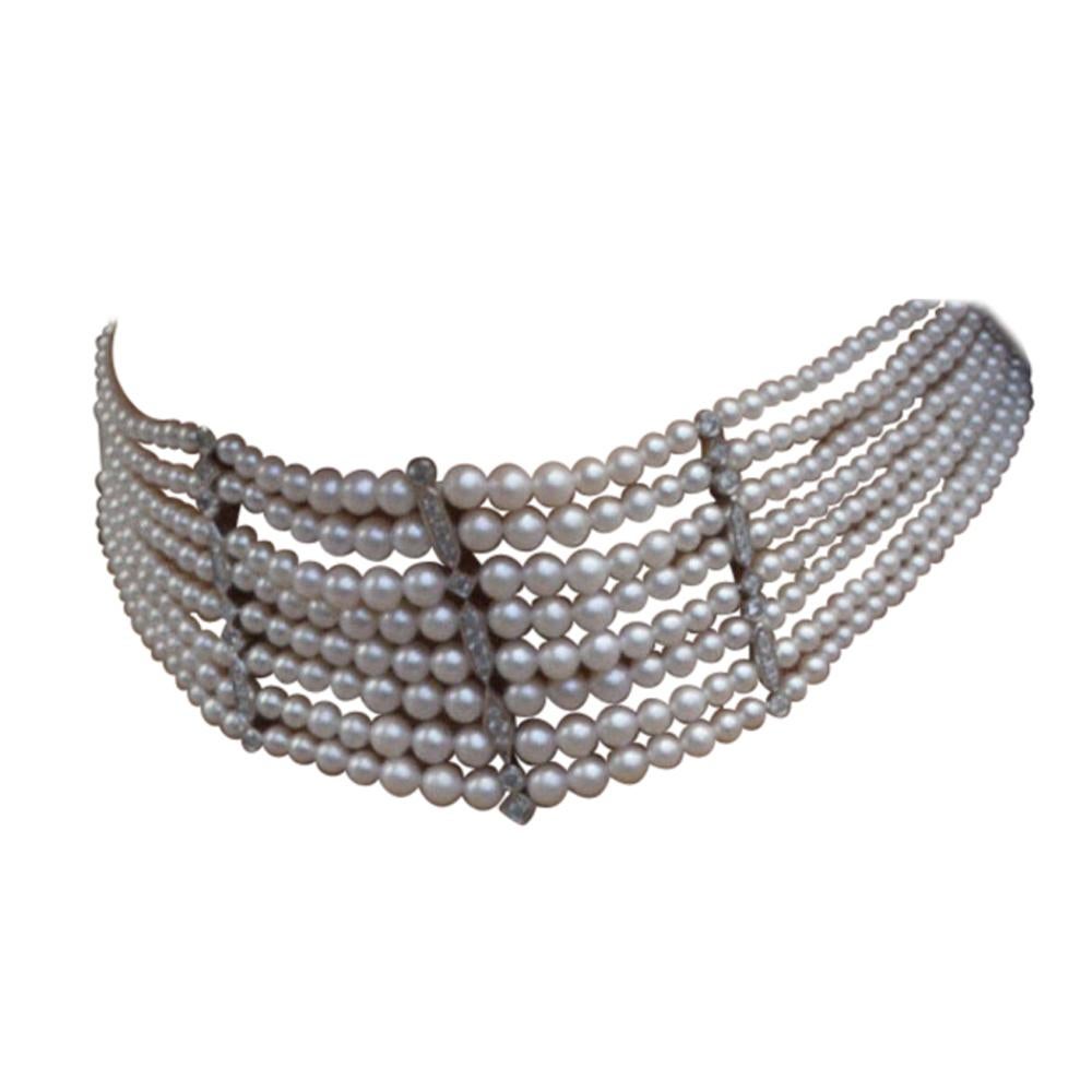 Yvonne Leon's Maxi Chocker Necklace in White Gold 18 Carat with Diamonds