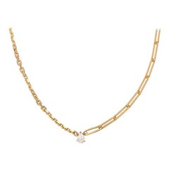Yvonne Leon's Maxi Solitaire Necklace in 18 Karat Gold and Pear Shape Diamond
