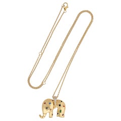 Yvonne Leon's Necklace Elephant in 18 Karat Yellow Gold Diamonds