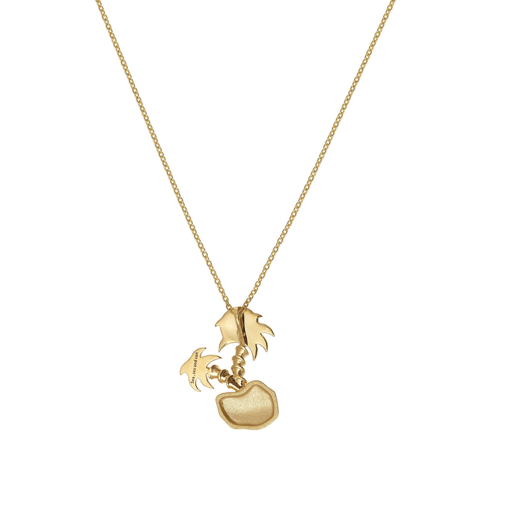 Round Cut Yvonne Leon's Necklace Floating Island in 18k Yellow Gold with Diamonds For Sale