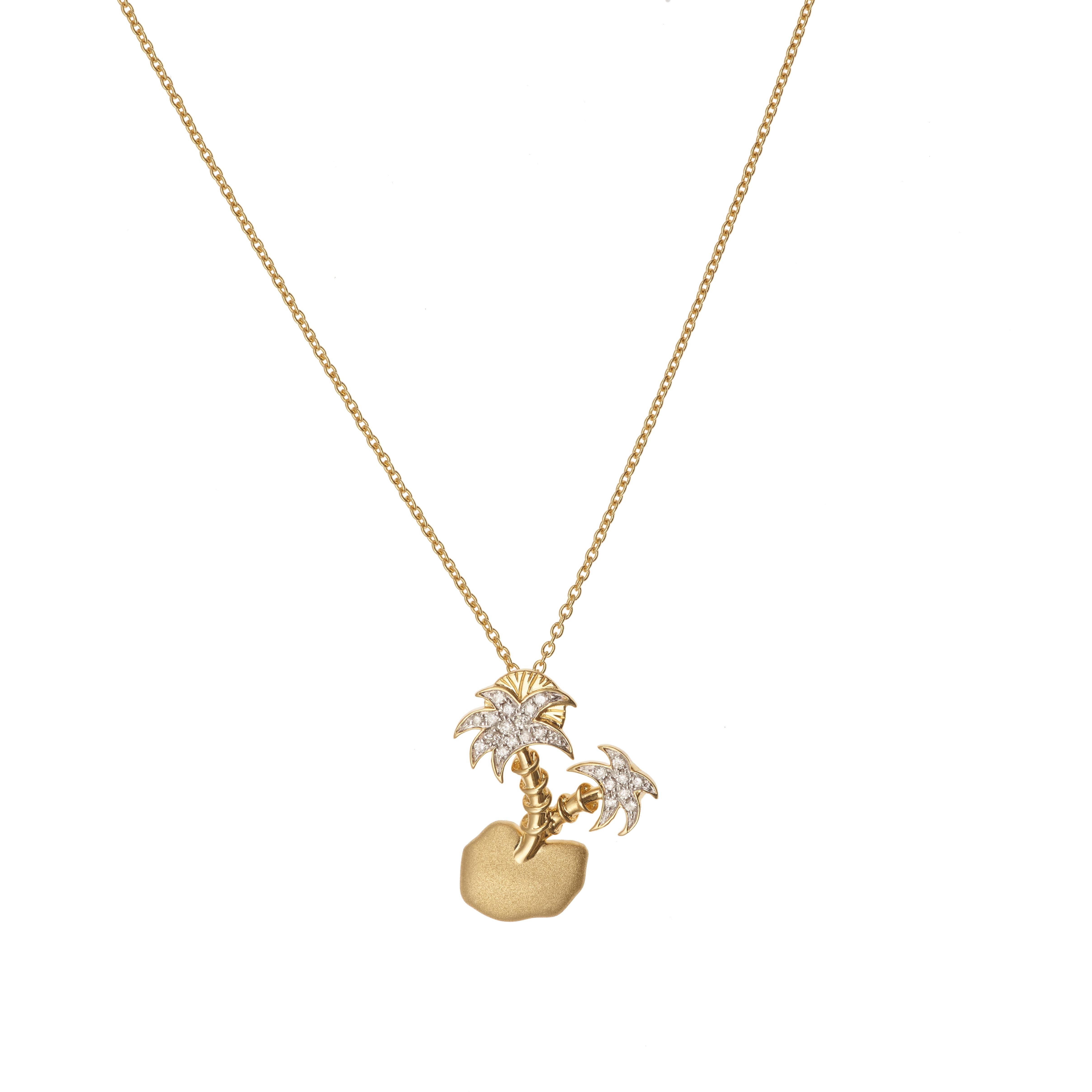 Yvonne Leon's Necklace Floating Island in 18k Yellow Gold with Diamonds In New Condition For Sale In Paris, FR