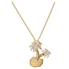 Yvonne Leon's Necklace Floating Island in 18k Yellow Gold with Diamonds