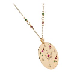 Yvonne Leon's Necklace in 18k Yellow Gold with Diamonds, Ruby, and Tsavorites