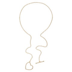 Yvonne Leon's Necklace in Yellow Gold 18 Carat and Diamonds Heart and Chain