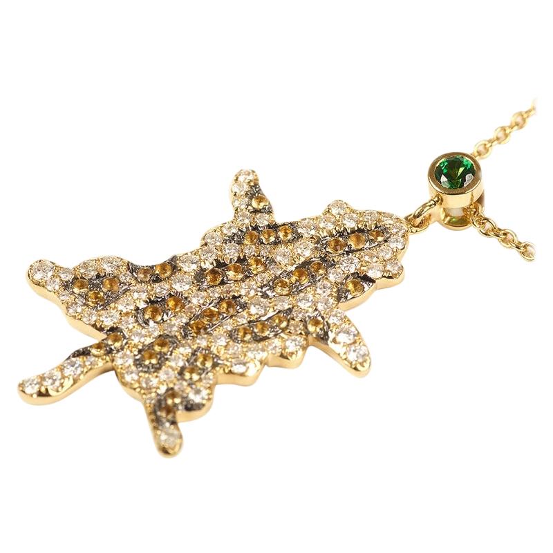 Yvonne Leon's Necklace Leopard "Carpet" in 18 Karat Gold Diamonds Tsavorites For Sale