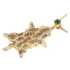 Yvonne Leon's Necklace Leopard "Carpet" in 18 Karat Gold Diamonds Tsavorites
