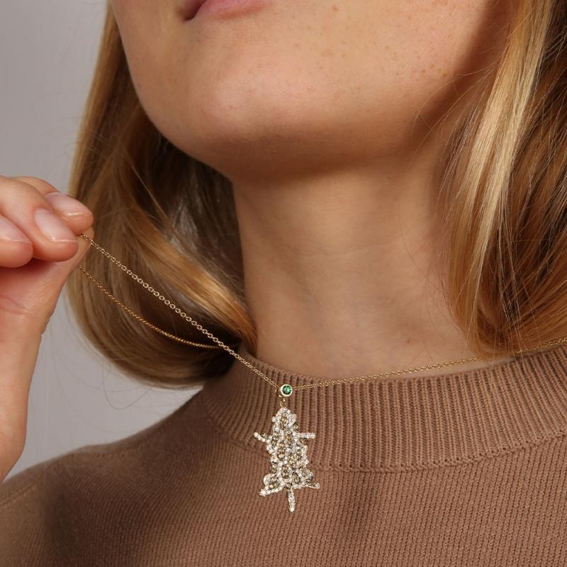 Yvonne Leon Collier léopard « Carpet » en or 18 carats, diamants et tsavorites Unisexe en vente
