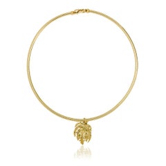 Yvonne Leon's Omega Palm Necklace in 18 Carat Yellow Gold and Diamonds