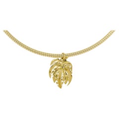 Yvonne Leon's Omega Palm Necklace in 18 Carat Yellow Gold and Diamonds