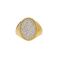 Yvonne Leon's Oval Signet Ring in 18 Carat Yellow Gold Diamonds