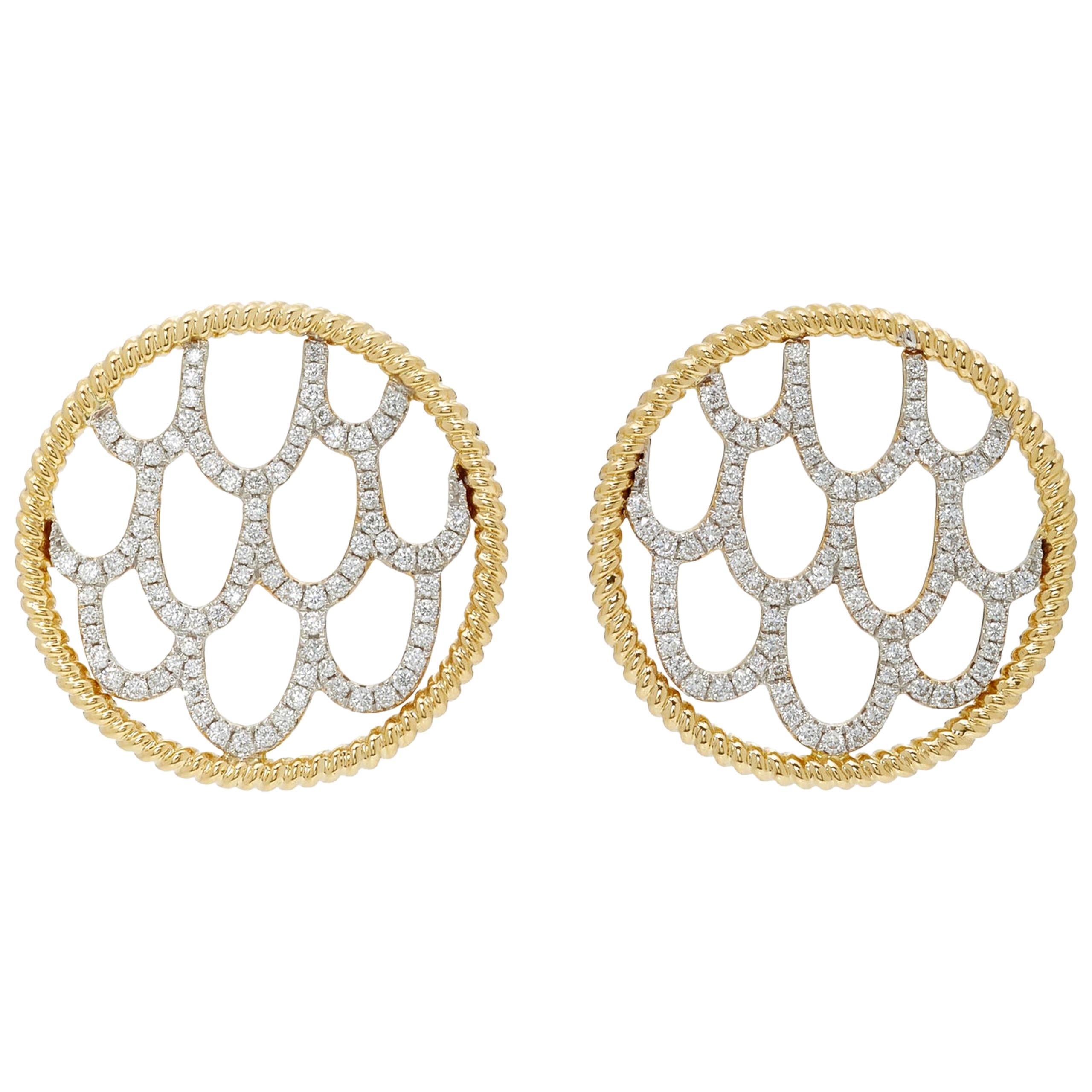 Yvonne Leon's Pair of Earrings in 18 Karat Yellow Gold with Diamonds