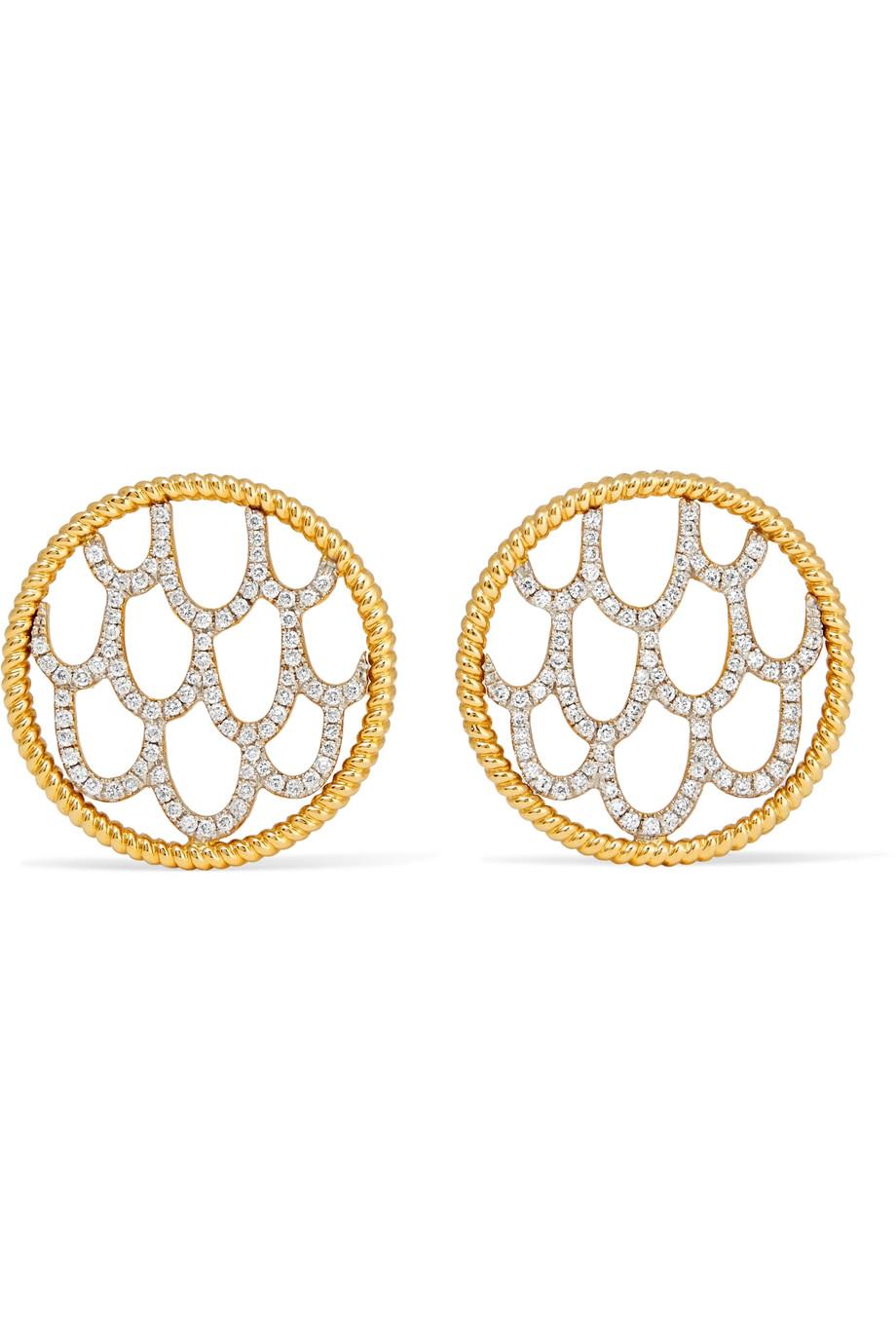 Yvonne Leon's Pair of Earrings in 18 Karat Yellow Gold with Diamonds 1