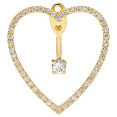 Yvonne Leon's pair of Heart Earrings in 18 Karat Yellow Gold with Diamonds