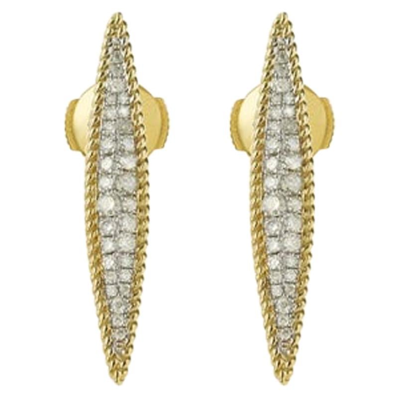 Yvonne Leon's Pair of Marquise Earrings in 18 Karat Yellow Gold and Diamonds For Sale