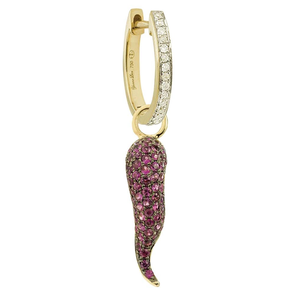 Yvonne Leon's Piment Earring in 18 Carat Yellow Gold Diamonds and Rubis