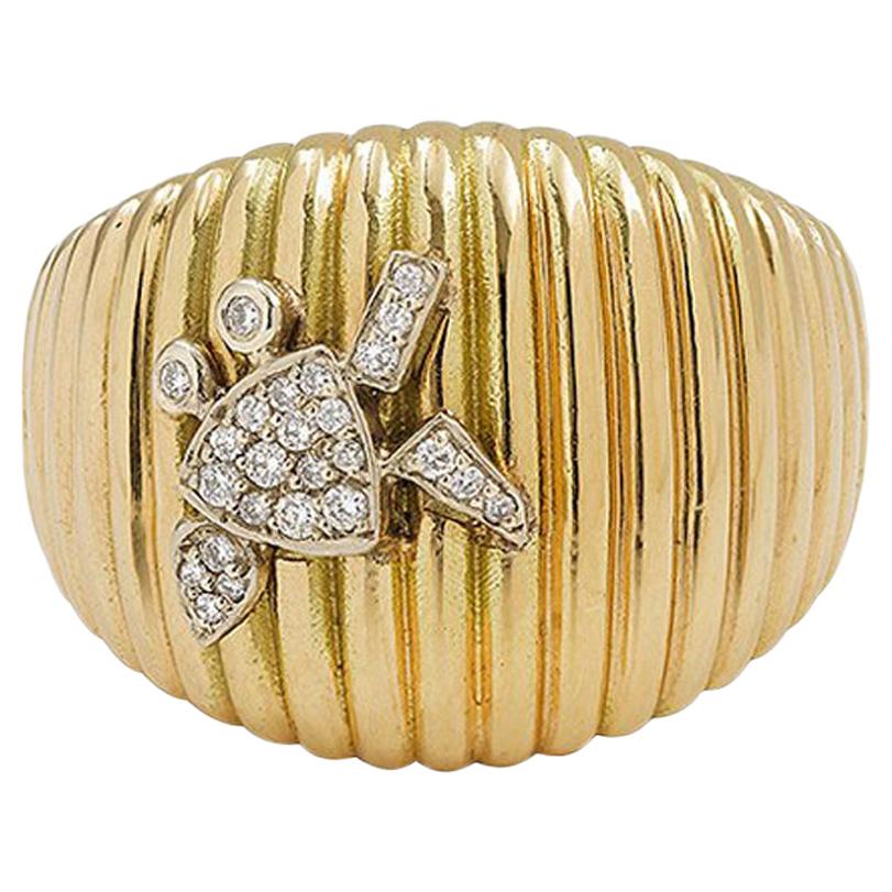 Ring Krabbe von Leon aus Gelbgold mit 18 Karat und Diamanten im Angebot