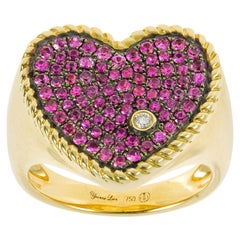 Yvonne Leon
s Ring Heart Shape in 18 Karat Yellow Gold and Pink Sapphires
