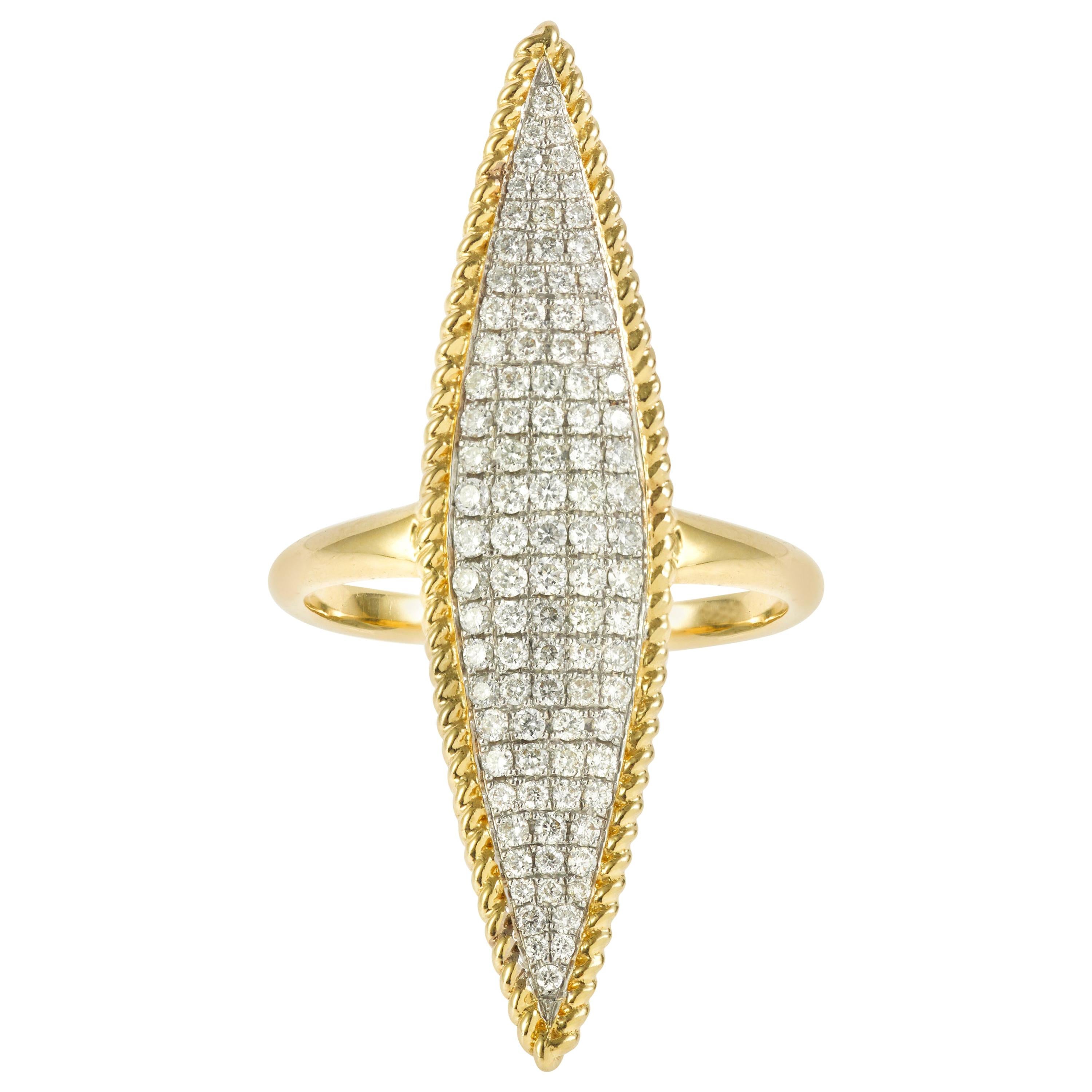 Yvonne Leon's Ring in 18 Carat Yellow Gold and Diamonds For Sale