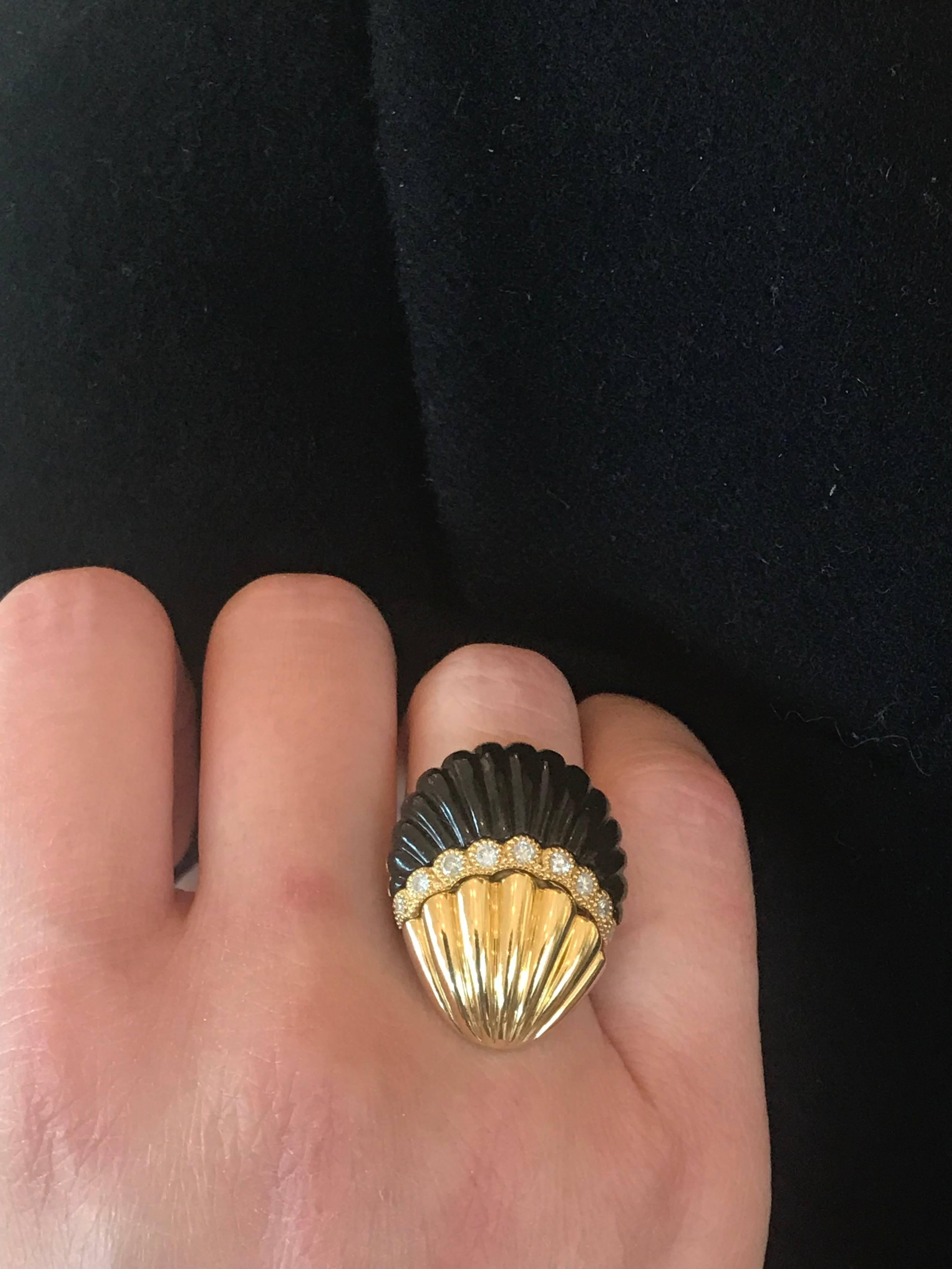 Yvonne Leon's Ring in 18 Karat Gold with Diamonds and Onyx Set of Three Rings In New Condition In Paris, FR