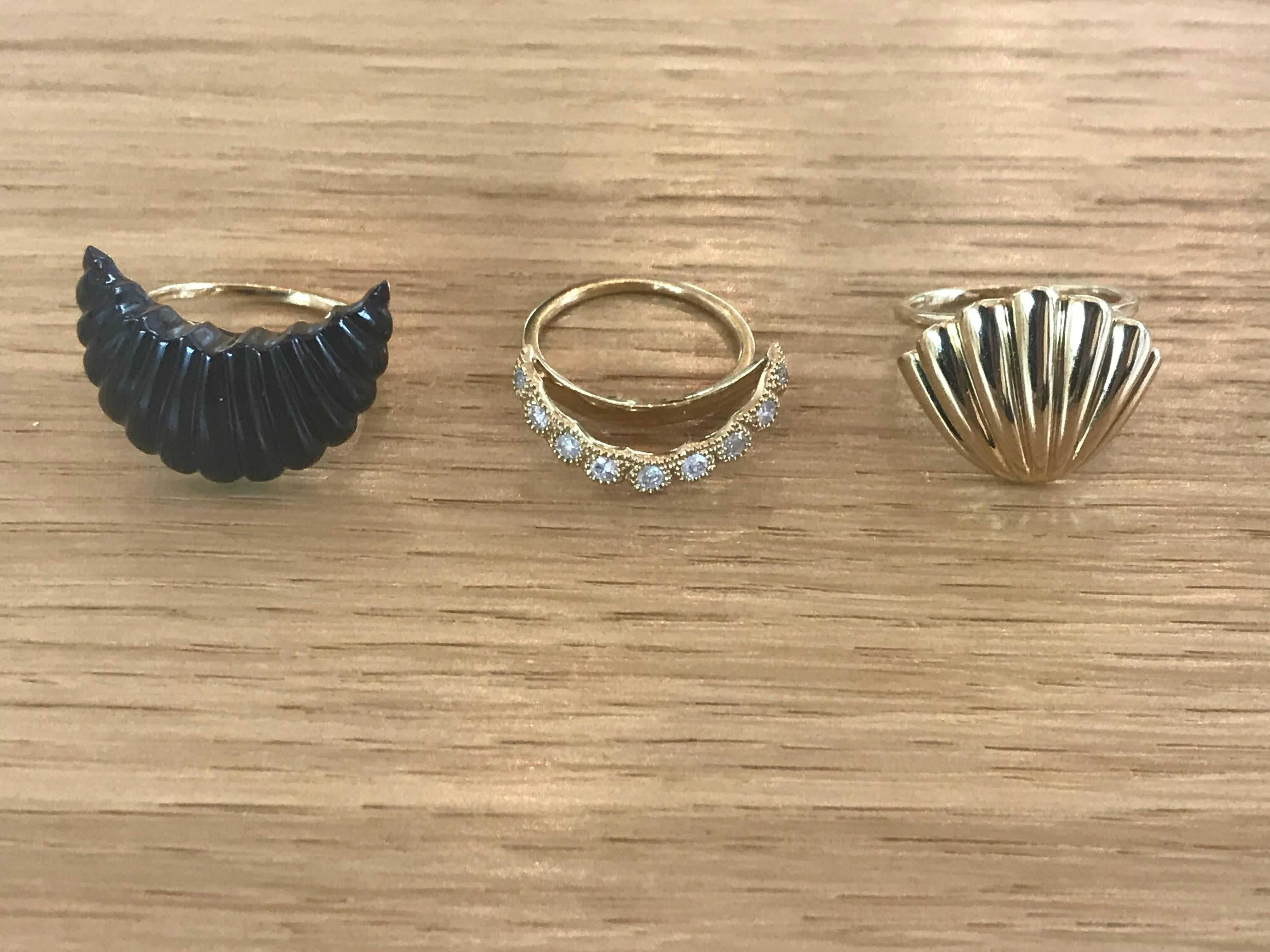 Yvonne Leon's Ring in 18 Karat Gold with Diamonds and Onyx Set of Three Rings 1