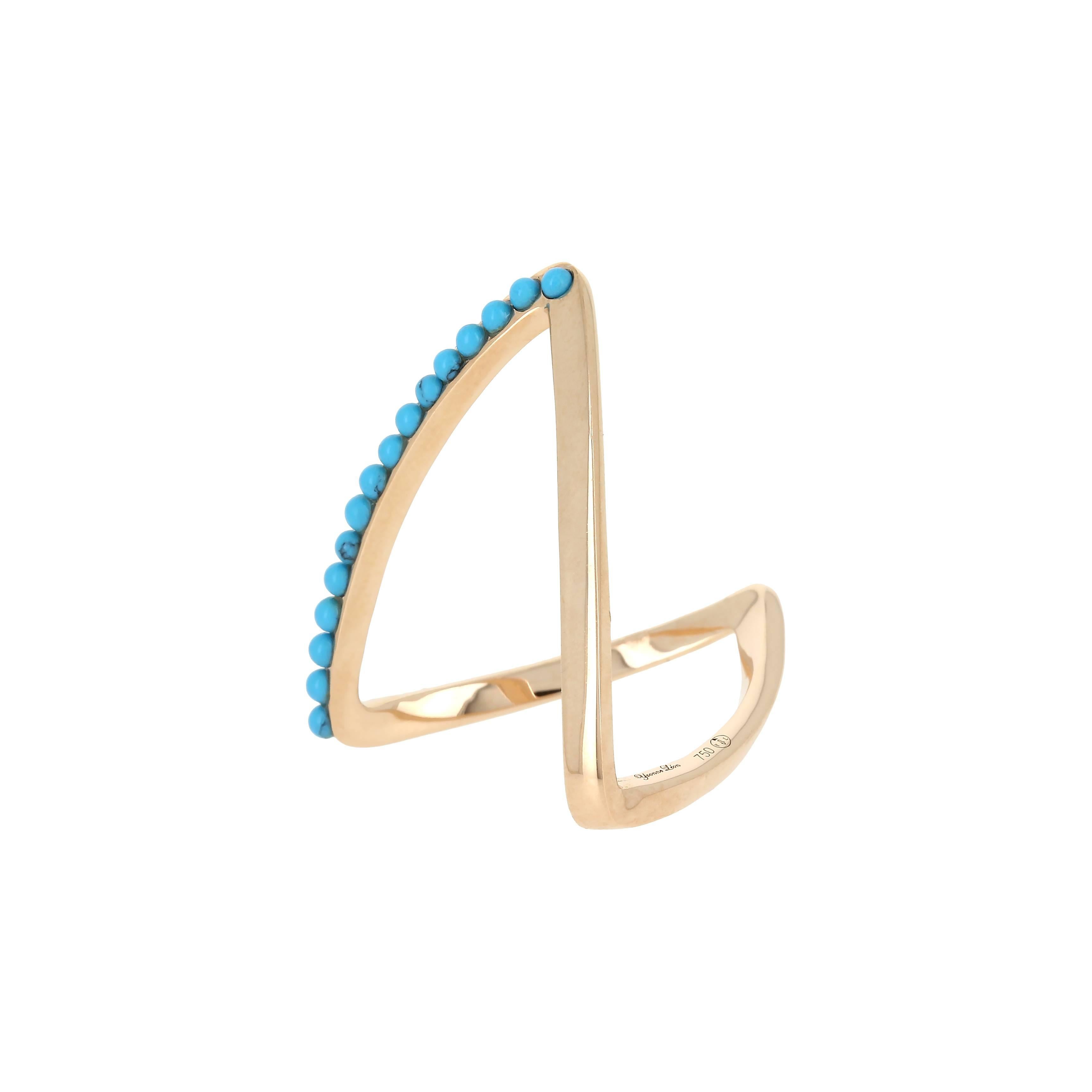 Ring in 18 carats Yellow Gold 3,6 gr approx.
Turquoise 0,35 carats Approx.
V Shape
Can be make at any size on demand.
