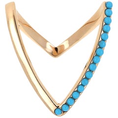 Yvonne Leon's Ring Viviane in 18 Carat Yellow Gold and Turquoises