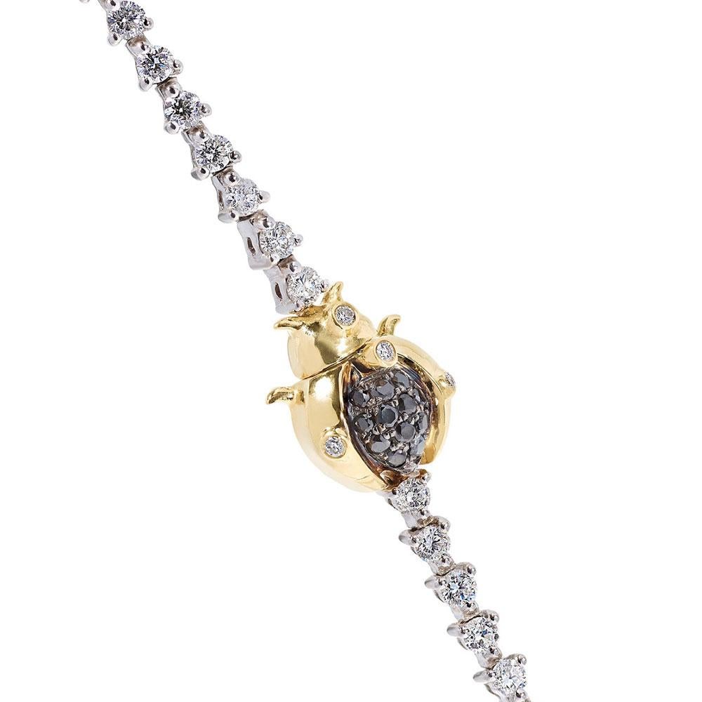 Yvonne Leon's Scarabee Necklace in 18 Carat White Gold White and Black Diamonds In New Condition In Paris, FR