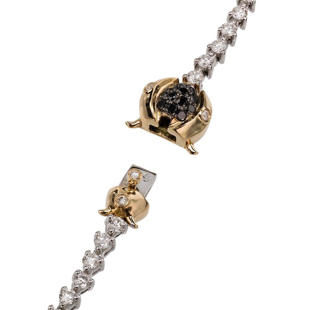 Women's or Men's Yvonne Leon's Scarabee Necklace in 18 Carat White Gold White and Black Diamonds