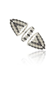 Yvonne Leon's Set of 3 Rings in 18K White Gold with Diamonds and Black Diamonds