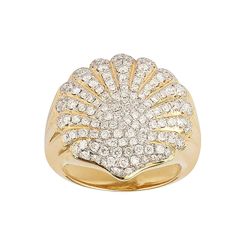 Yvonne Leon's Shell Diamonds Pinky Ring in 18 Karat Yellow Gold For Sale