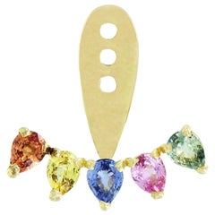 Yvonne Leon's Signature Stud and Ear Jacket in 18K Gold & Multicolored Sapphires