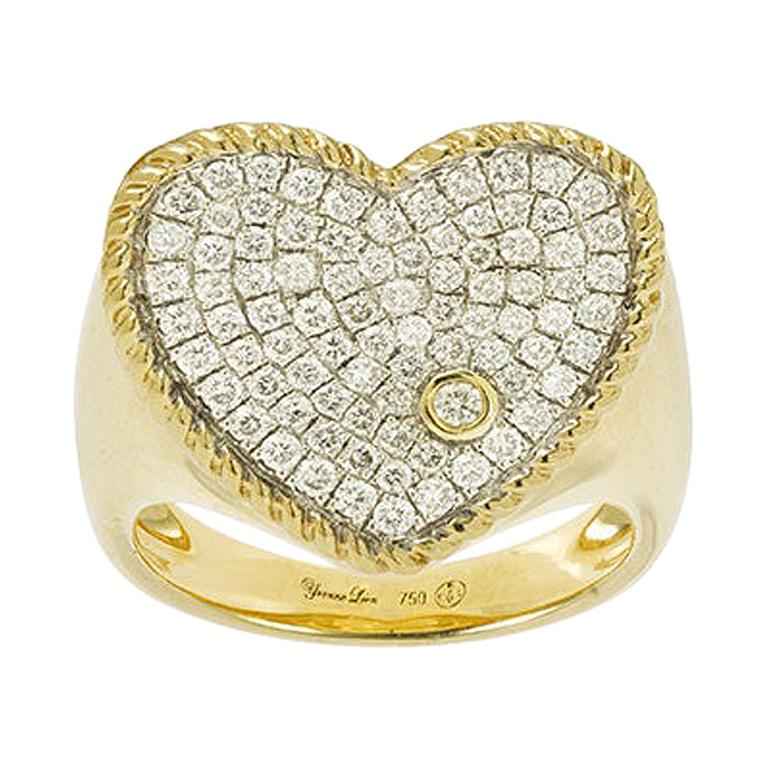 Yvonne Leon's Signet Ring in 18 Carat Yellow Gold and Diamonds For Sale