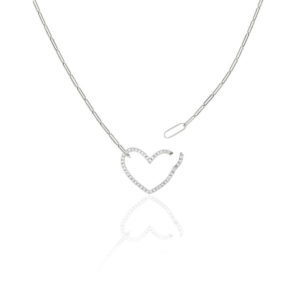 Necklace in 18 Carats White Gold 4,5gr approx.
Grey Diamonds 0,34ct approx.
Total Length 43 cm
Heart motive as closure