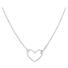 Yvonne Leon's Small Heart Necklace in 18 Carat White Gold and Diamonds
