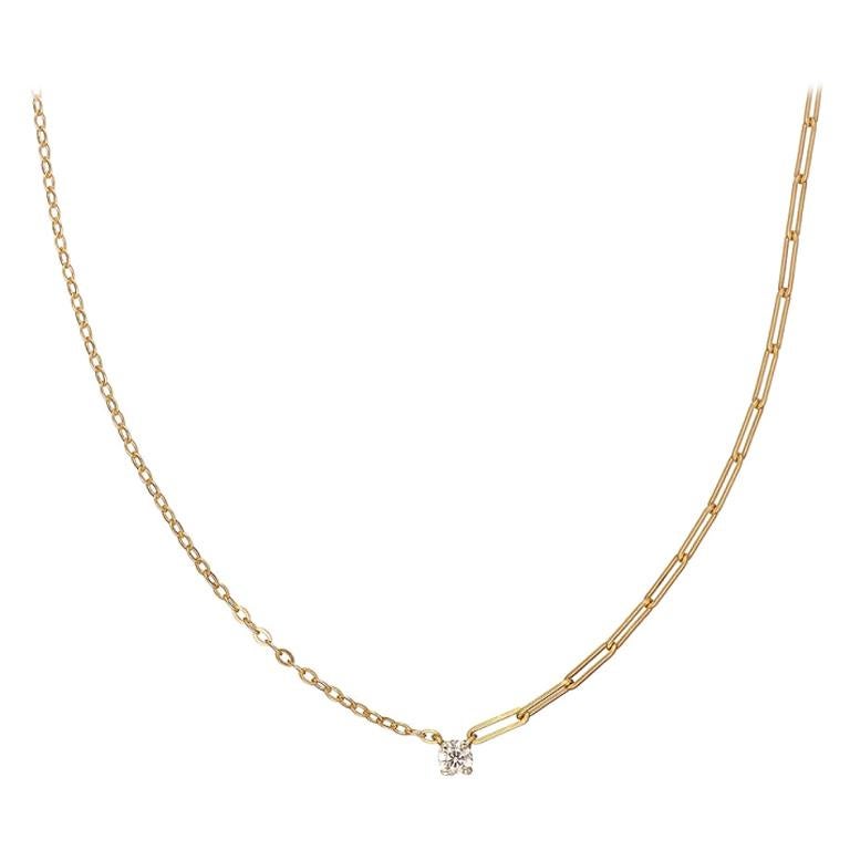 Yvonne Leon's Solitaire Necklace in 18 Karat Yellow Gold with Diamonds For Sale
