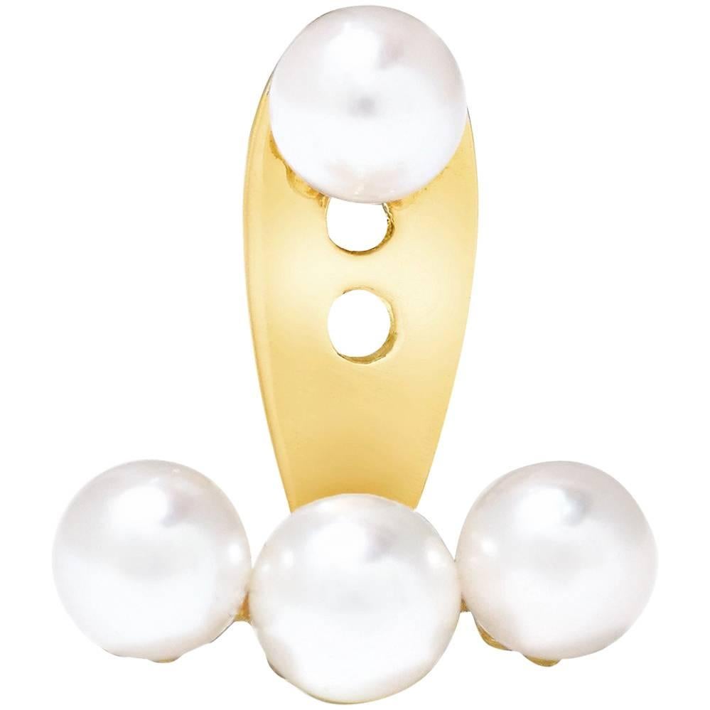 Yvonne Leon
s Stud and Ear-Jacket in Gold 18 Carat and Akoya Pearls For Sale