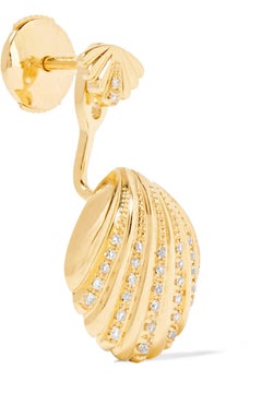 Yvonne Leon's Stud and Ear Jacket Shell in 18 Karat Yellow Gold and Diamonds