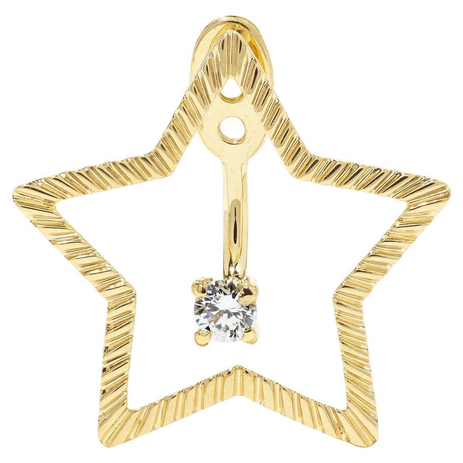 Yvonne Leon's Stud and Ear Jacket Star in 18 Karat Yellow Gold with Diamond For Sale