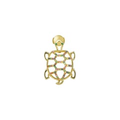 Yvonne Leon's Turtle Earring in 18 Karat Yellow Gold With Multicolored Sapphires