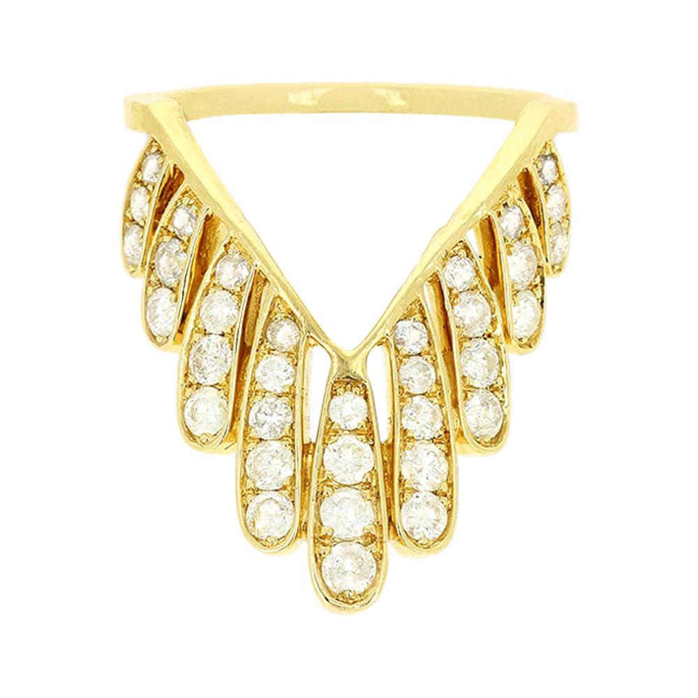 Yvonne Leon's Viviane Coiffe Ring in 18 Carat Yellow Gold and Diamonds For Sale