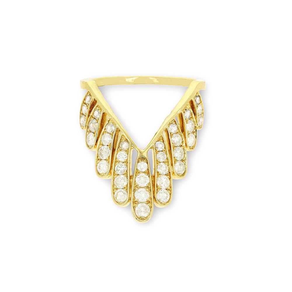 Women's or Men's Yvonne Leon's Viviane Coiffe Ring in 18 Carat Yellow Gold and Diamonds For Sale