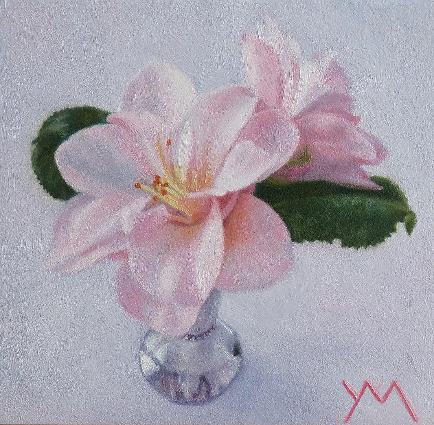 Yvonne Melchers Still-Life Painting - "Camelia's from my Garden, " Oil Painting