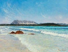 "La Tavolara / Mediterranean Blues (Sardinia), " Acrylic Painting