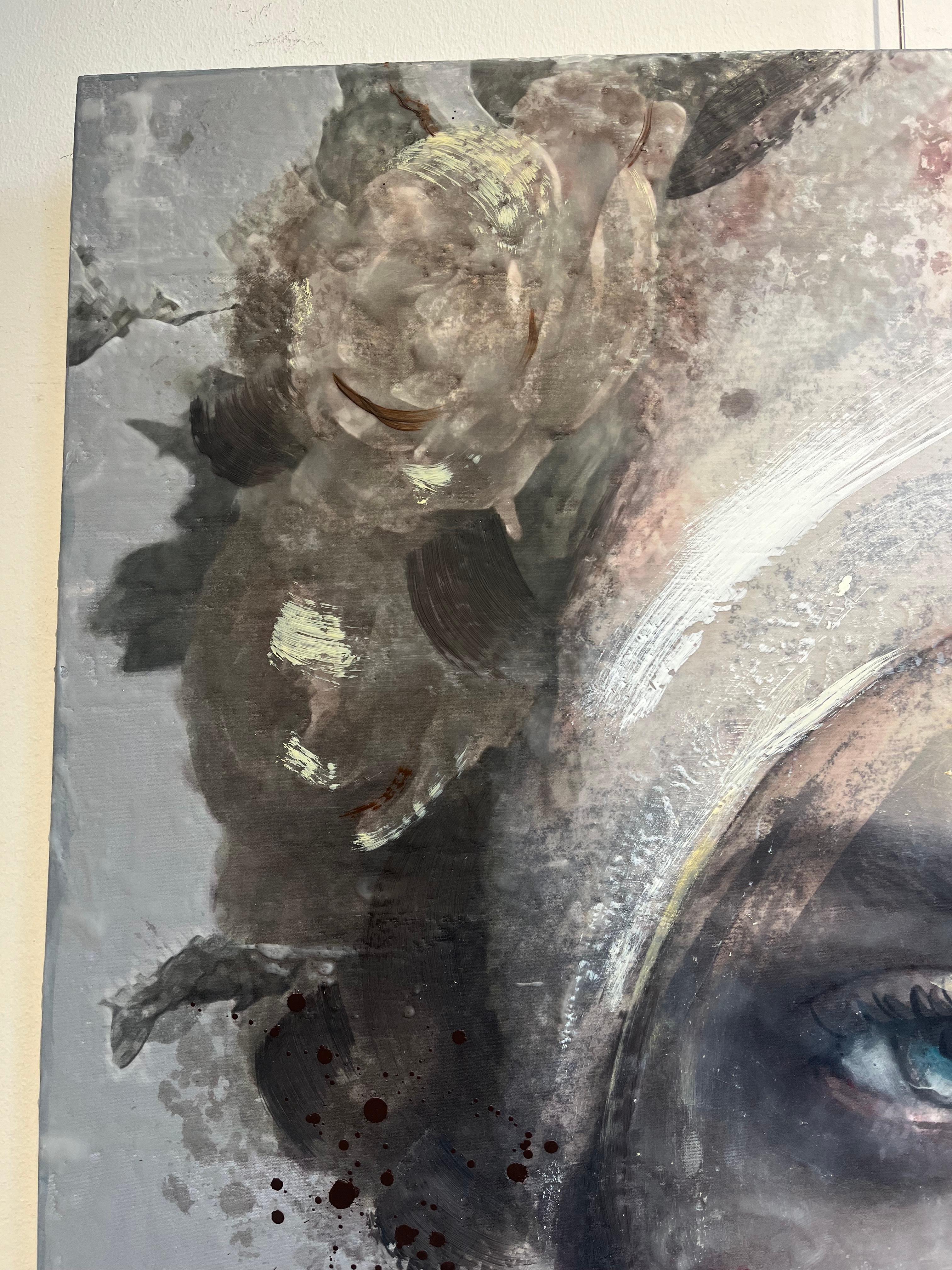''Allison'' Ritratto di ragazza olandese contemporaneo, pittura a tecnica mista 1