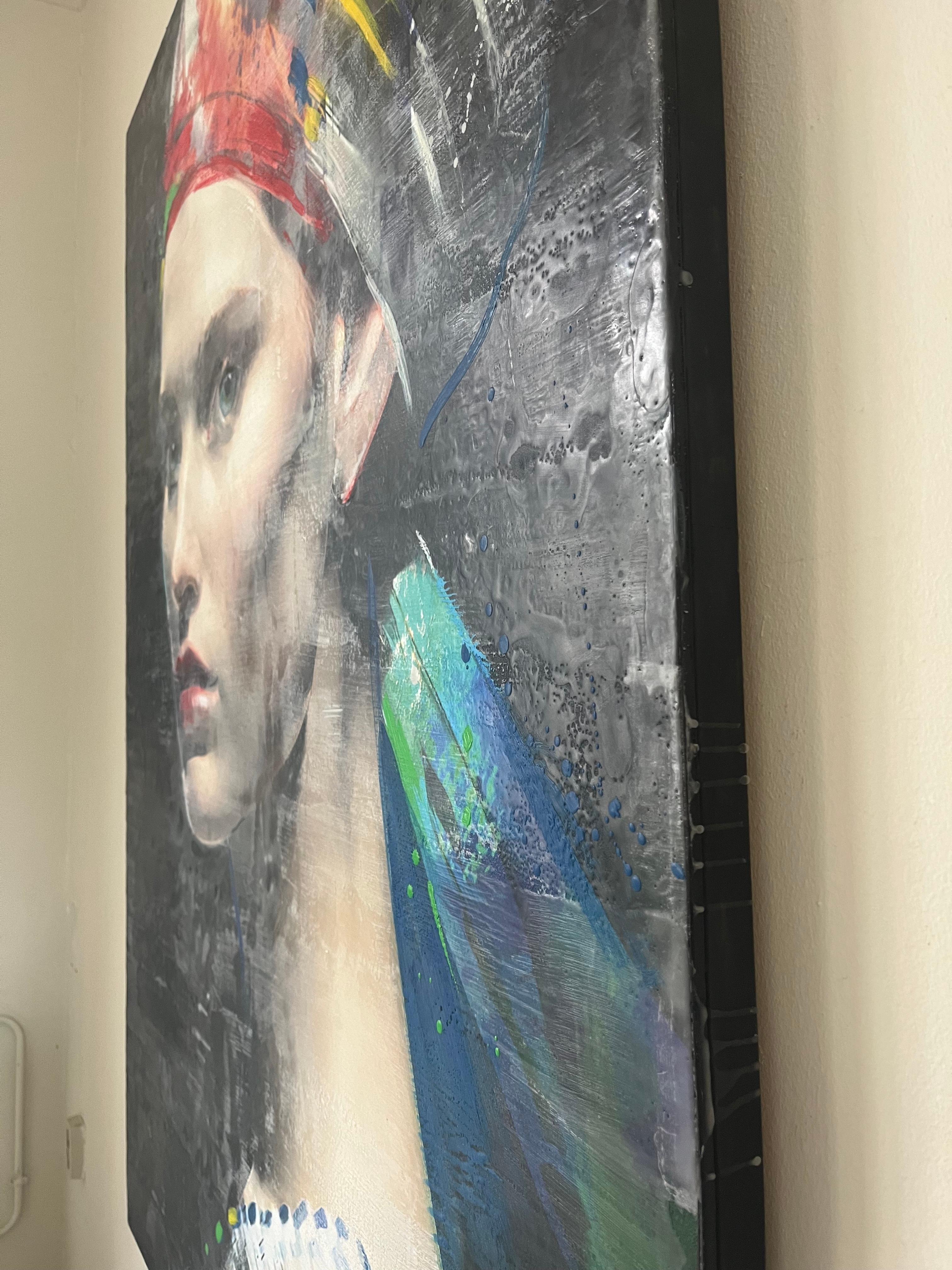 ''Maud'' Ritratto di ragazza olandese contemporaneo, pittura a tecnica mista in vendita 5