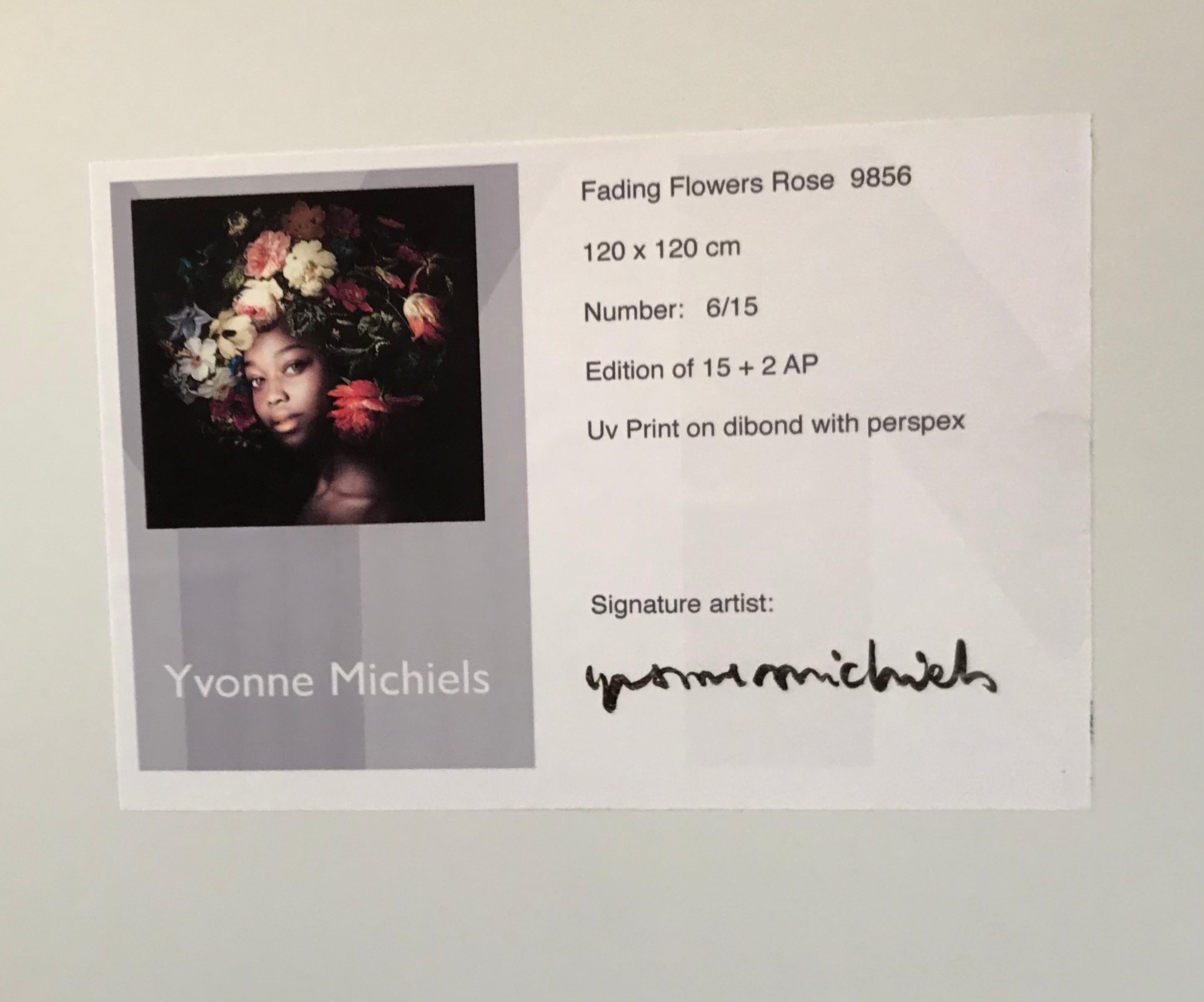 ''Fading Flowers Rose'' Portrait of Girl with 17th Century Flower Still-Life - Contemporary Photograph by Yvonne Michiels