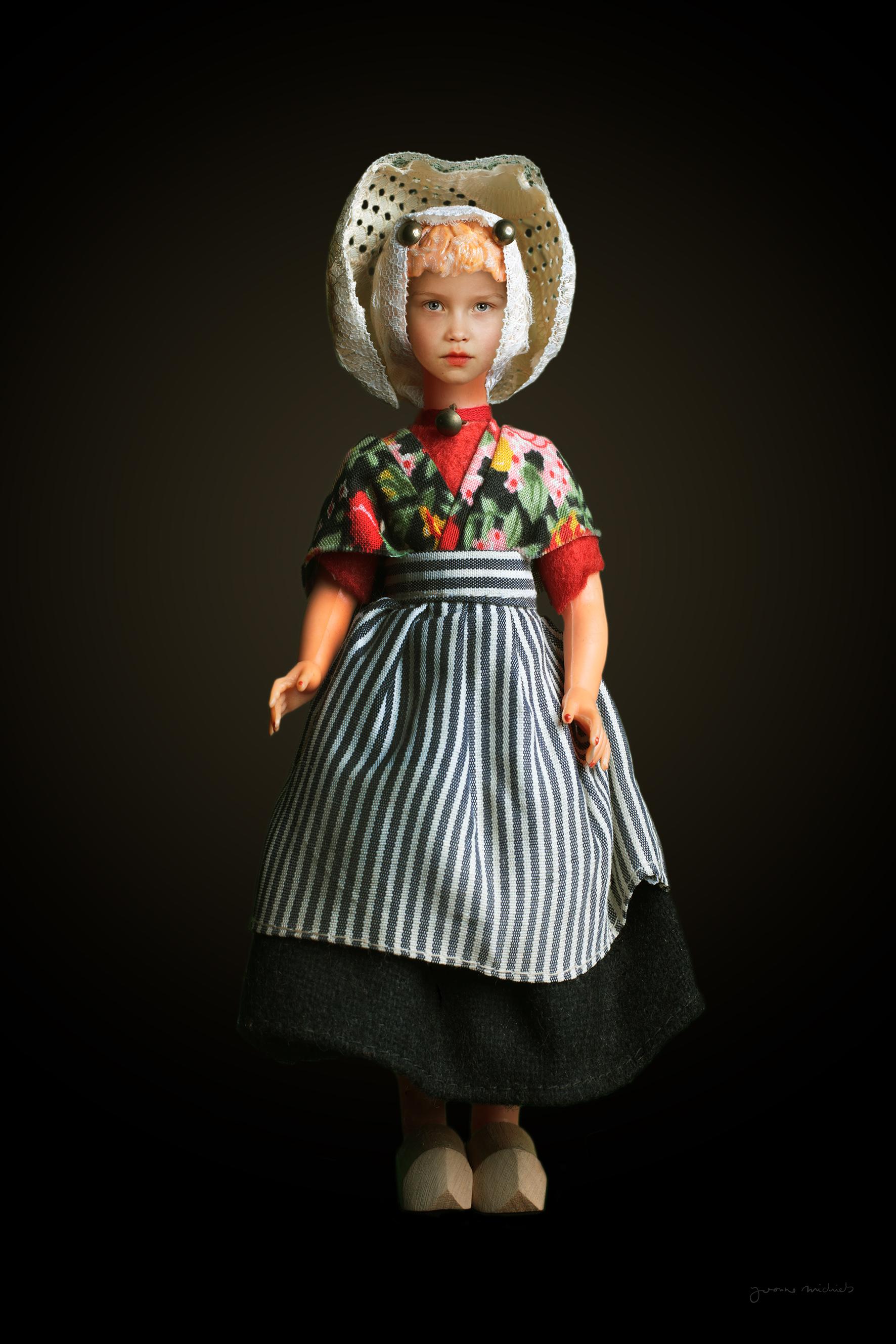 Yvonne Michiels Portrait Photograph - ''Living Doll Froukje'' Portrait of a Living Doll in Dutch Costume